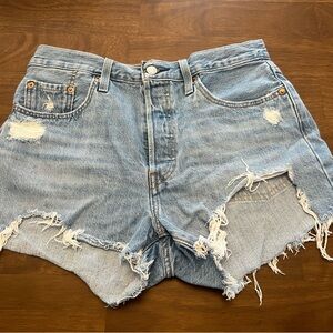Levi's Light Blue Distressed Jean Shorts